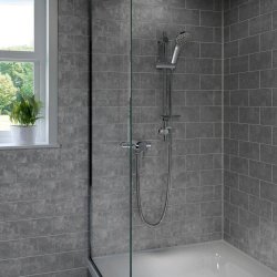 WS-Bristan Prism Thermostatic Exposed Dual Control Shower Valve with Adjustable Riser Kit-1