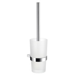 Smedbo Air Chrome Round Toilet Brush with Frosted Glass Container