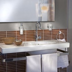 Smedbo Home Polished Chrome Holder with Glass Tumbler