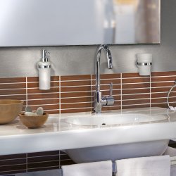 Smedbo Home Polished Chrome Holder with Glass Soap Dispenser