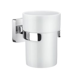Smedbo Ice Polished Chrome Holder with Porcelain Tumbler