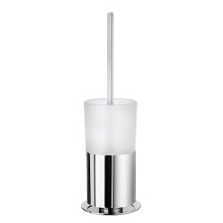 Smedbo Outline Round Base Toilet Brush with Glass Container