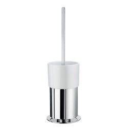 Smedbo Outline Round Base Toilet Brush with Porcelain Container
