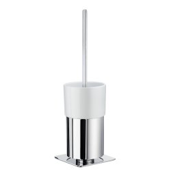 Smedbo Outline Square Base Toilet Brush with Porcelain Container