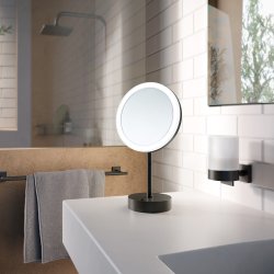 Smedbo Outline Black 5x Shaving and Makeup Mirror with LED