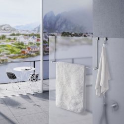 Smedbo Sideline Chrome Towel Rail for Glass Shower Panel