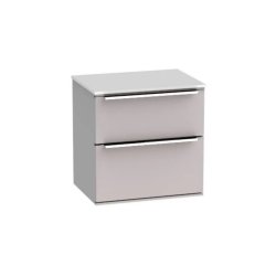 Roper Rhodes Scheme 500mm Gloss Light Grey Wall Mounted Vanity Unit with Double Drawer