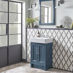 Roper Rhodes Hampton 575mm Derwent Blue Freestanding Vanity Unit & Basin-1