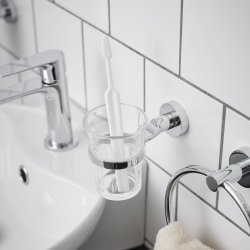 Miller Bond Clear Glass Tumbler and Chrome Holder