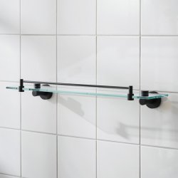 Miller Bond 500mm Glass Shelf with Matt Black Guard Rail