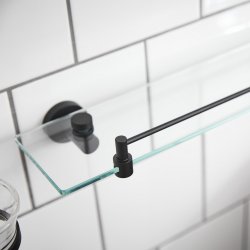 Miller Bond 500mm Glass Shelf with Matt Black Guard Rail