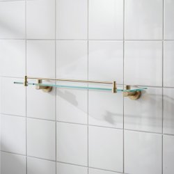 Miller Bond 500mm Glass Shelf with Brushed Brass Guard Rail