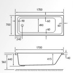 Beaufort Portland SE 1700 x 700mm 5mm Bath