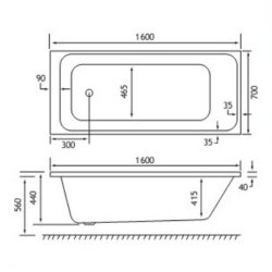 Beaufort? Malin SE 1600 x 700mm Reinforced Bath
