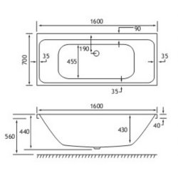 Beaufort? Malin DE 1600 x 700mm Reinforced Bath