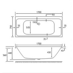 Beaufort? Malin DE 1700 x 750mm Reinforced Bath