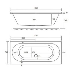 Beaufort? Biscay DE 1700 x 750mm Reinforced Bath
