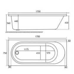 Beaufort? Biscay SE 1700 x 750mm Reinforced Bath