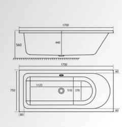 Beaufort? Biscay SB RH 1700 x 750mm Reinforced Bath