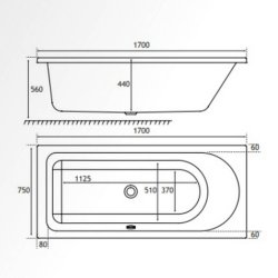 Beaufort? Biscay SB LH 1700 x 750mm Reinforced Bath