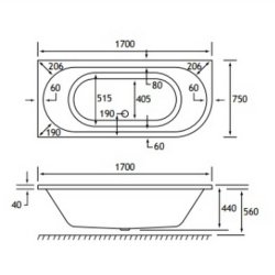 Beaufort? Biscay DE LH 1700 x 750mm Reinforced Bath