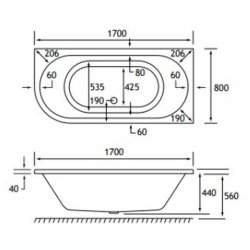 Beaufort? Biscay DE RH 1700 x 800mm Reinforced Bath