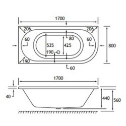 Beaufort? Biscay DE LH 1700 x 800mm Reinforced Bath