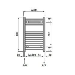 Redroom Elan Straight Chrome 800 x 500mm Towel Radiator