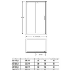 Nuie Pacific Chrome 1200mm Single Sliding Shower Door