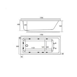 Beaufort? Portland SE 1700 x 750mm 14 Jet Whirlpool Reinforced Bath