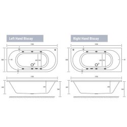 Beaufort? Biscay DE LH 1700 x 800mm 6 Jet Whirlpool Reinforced Bath