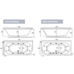 Beaufort? Biscay DE LH 1700 x 800mm 14 Jet Whirlpool Reinforced Bath