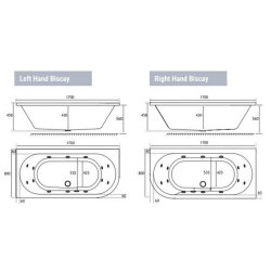 Beaufort? Biscay DE RH 1700 x 800mm 14 Jet Whirlpool Reinforced Bath