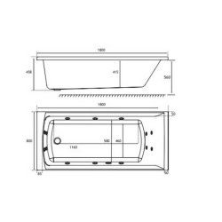 Beaufort? Rockall SE 1800 x 800mm 14 Jet Whirlpool Reinforced Bath