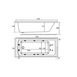 Beaufort? Rockall SE 1700 x 700mm 14 Jet Whirlpool Reinforced Bath