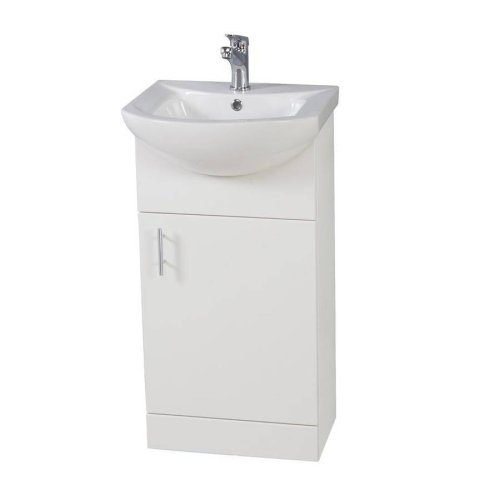 Scudo Lanza 450mm Gloss White Floorstanding Vanity Unit and Basin