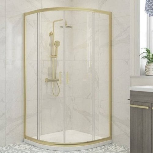 Ajax Keah 6mm Two Door 900mm Quadrant Shower Enclosure in Brushed Brass
