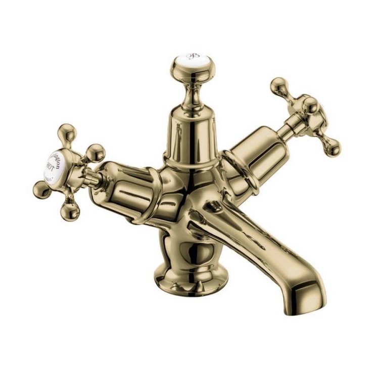 Burlington Claremont Gold Basin Mixer with Click-Clack Waste Standard Base
