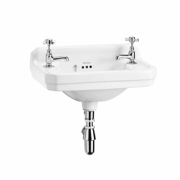 Burlington Edwardian 510mm Two Tap Hole Cloakroom Basin and Bottle Trap Burlington Edwardian 51cm 2 Tap Hole Cloakroom Basin