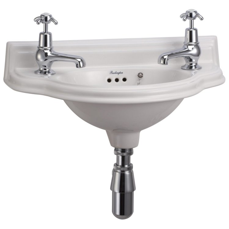 Burlington Curved 505mm 2 Tap Hole Cloakroom Basin