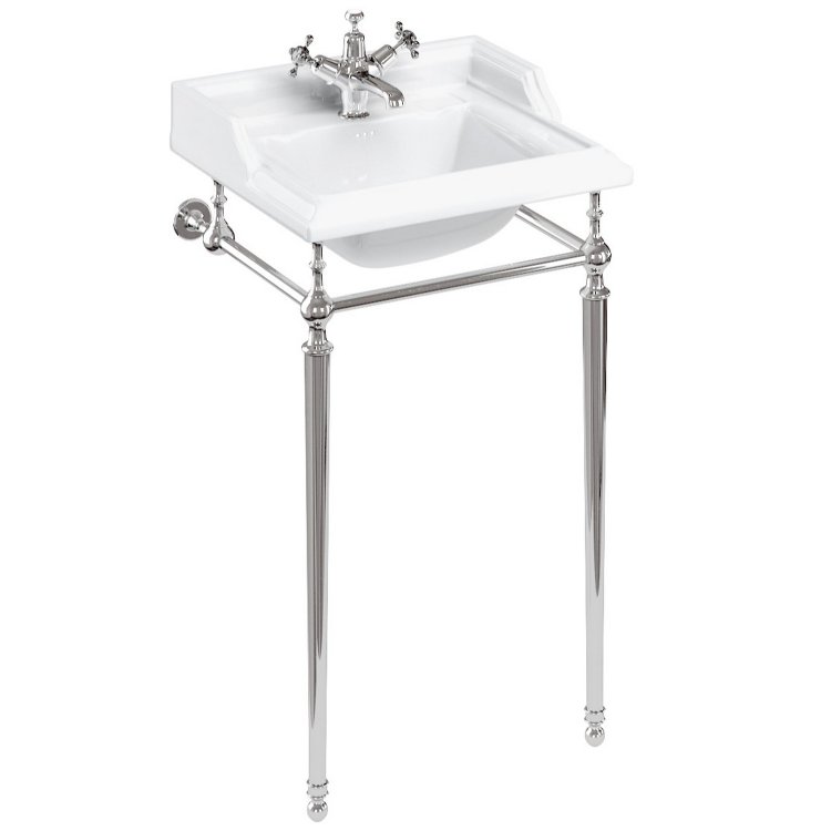 Burlington Classic Square 510mm One Tap Hole Basin Chrome Washstand