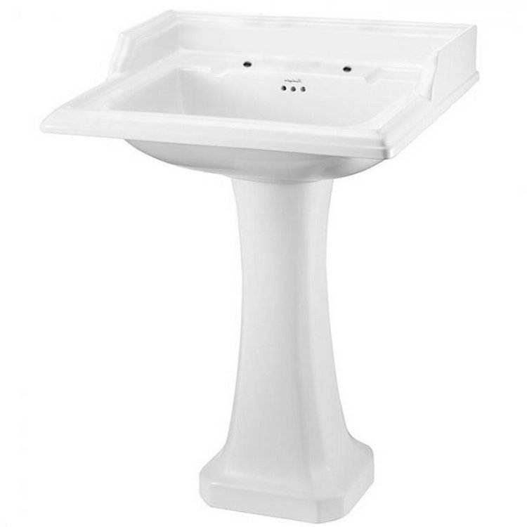 Burlington Classic Rectangular 650mm Two Tap Hole Basin Pedestal