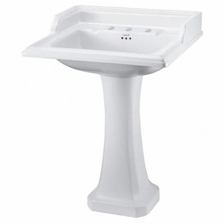 Burlington Classic Rectangular 650mm Three Tap Hole Basin Pedestal