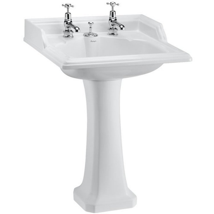 Burlington Classic 650mm Two Tap Hole Basin With Invisible Overflow Pedestal