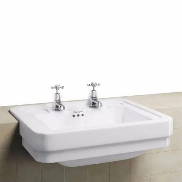 Burlington Contemporary 580mm White 2TH Semi Recessed Basin