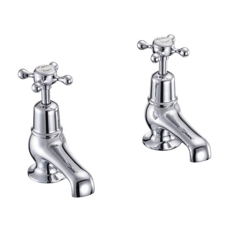 Burlington Claremont Chrome 3 Inch Basin Taps Standard Base