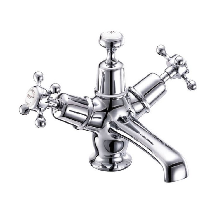 Burlington Claremont Chrome Basin Mixer with Click-Clack Waste Standard Base