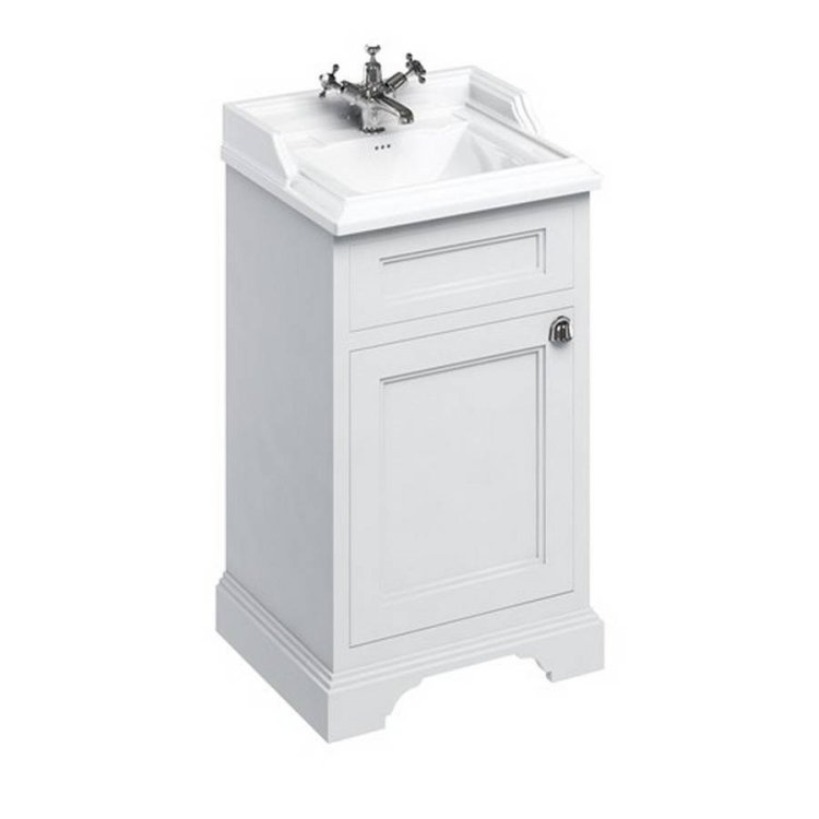 Burlington Classic 500mm Matt White Cloakroom Vanity Unit with Basin One Tap Hole Basin