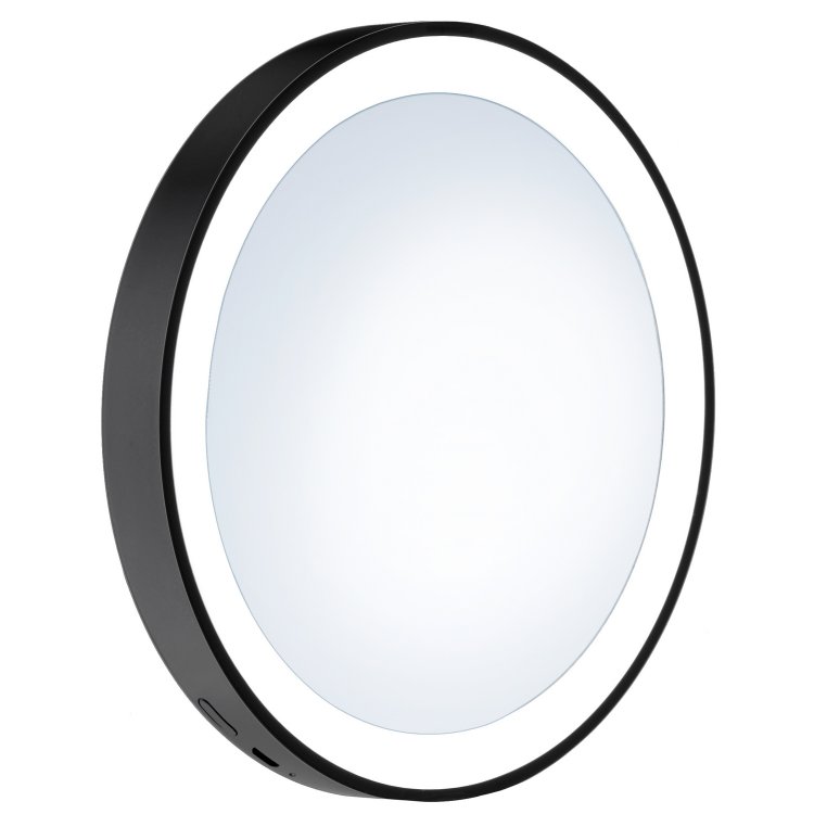 Smedbo Outline Lite 130mm Black LED Makeup Mirror with Suction Cups