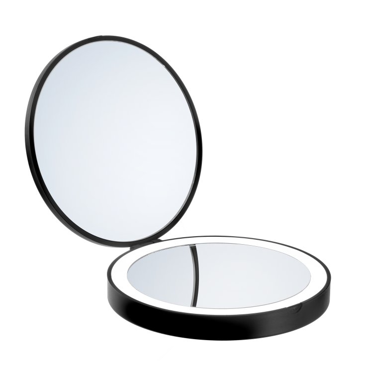 Smedbo Outline Lite 120mm Black LED Travel Mirror